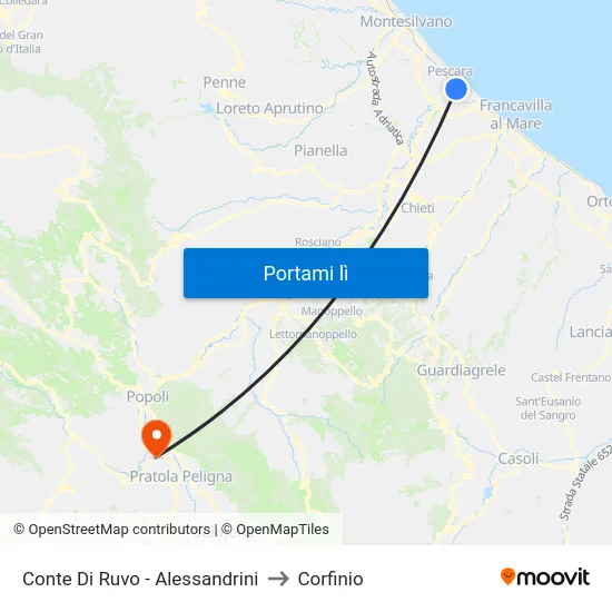 Conte Di Ruvo - Alessandrini to Corfinio map