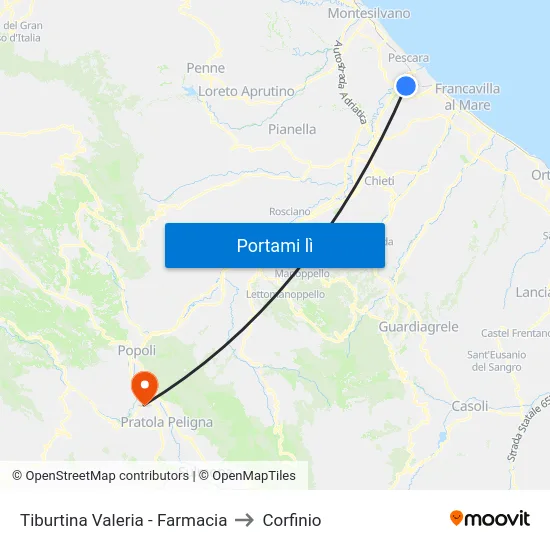 Tiburtina Valeria - Farmacia to Corfinio map