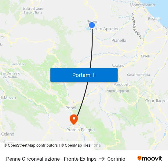 Penne Circonvallazione - Fronte Ex Inps to Corfinio map
