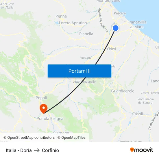 Italia - Doria to Corfinio map