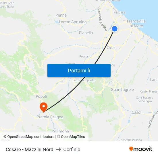 Cesare - Mazzini Nord to Corfinio map