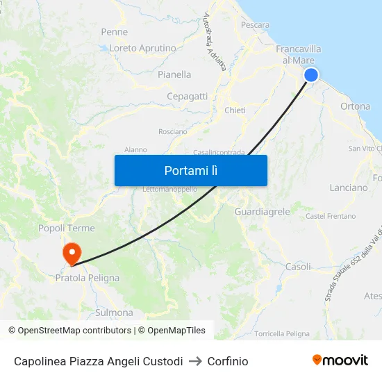 Capolinea Piazza Angeli Custodi to Corfinio map