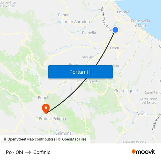 Po - Obi to Corfinio map