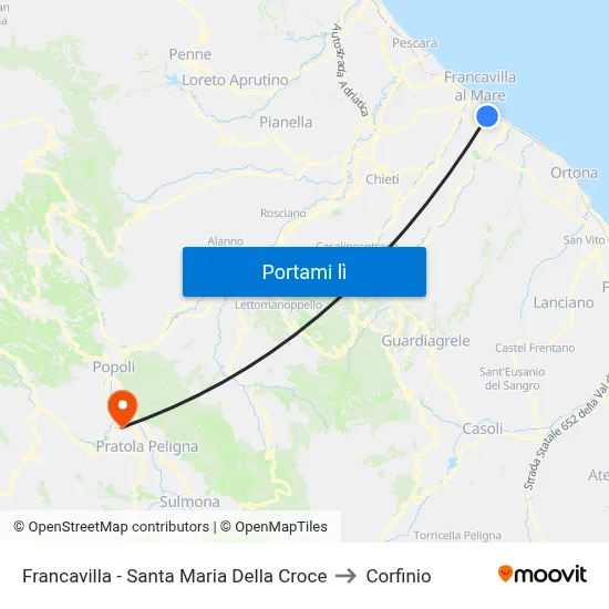 Francavilla - Santa Maria Della Croce to Corfinio map