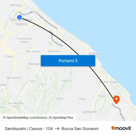 Sambuceto | Cavour - 104 to Rocca San Giovanni map