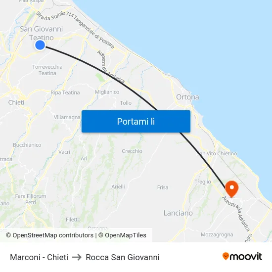 Marconi - Chieti to Rocca San Giovanni map