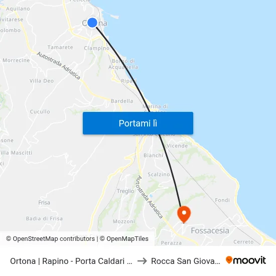 Ortona | Rapino - Porta Caldari Sud to Rocca San Giovanni map