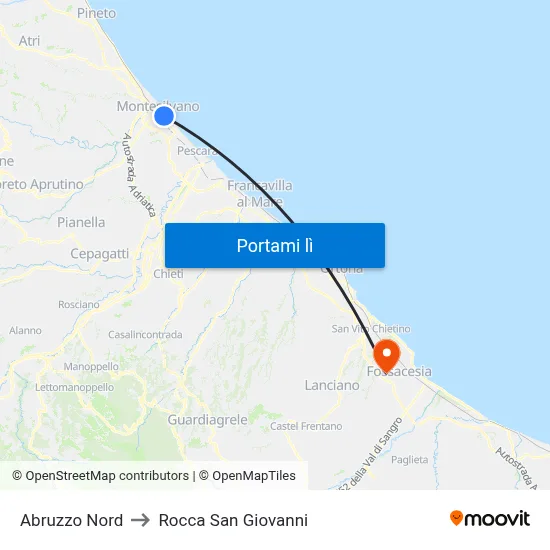 Abruzzo Nord to Rocca San Giovanni map