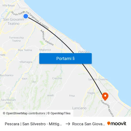 Pescara | San Silvestro - Mittiguerra to Rocca San Giovanni map
