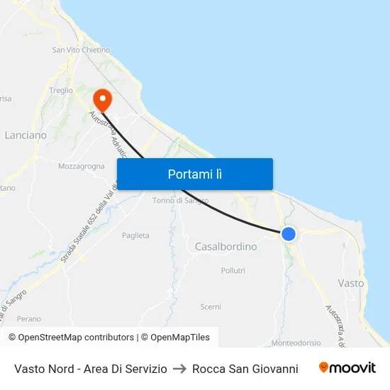 Vasto Nord - Area Di Servizio to Rocca San Giovanni map