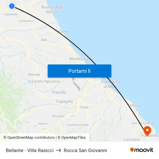 Bellante - Villa Rasicci to Rocca San Giovanni map