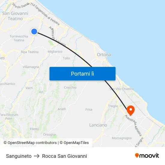 Sanguineto to Rocca San Giovanni map
