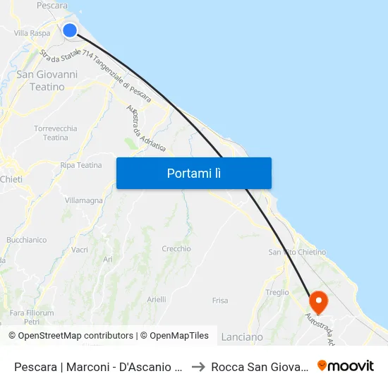 Pescara | Marconi - D'Ascanio Sud to Rocca San Giovanni map