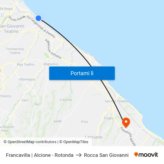 Francavilla | Alcione - Rotonda to Rocca San Giovanni map