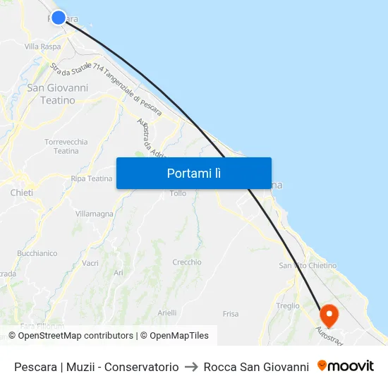 Pescara | Muzii - Conservatorio to Rocca San Giovanni map