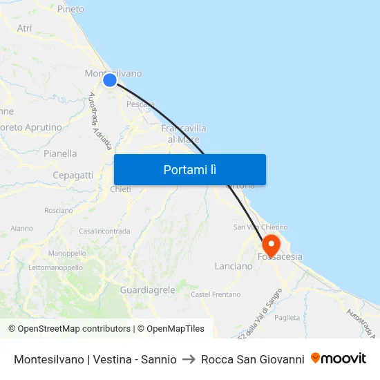 Montesilvano | Vestina - Sannio to Rocca San Giovanni map