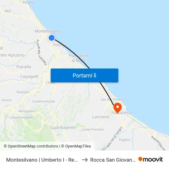 Montesilvano | Umberto I - Reno to Rocca San Giovanni map