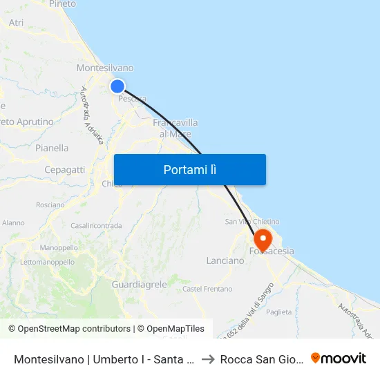Montesilvano | Umberto I - Santa Filomena to Rocca San Giovanni map