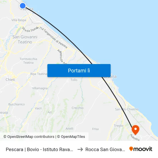 Pescara | Bovio - Istituto Ravasco to Rocca San Giovanni map
