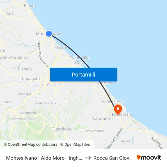 Montesilvano | Aldo Moro - Inghilterra to Rocca San Giovanni map
