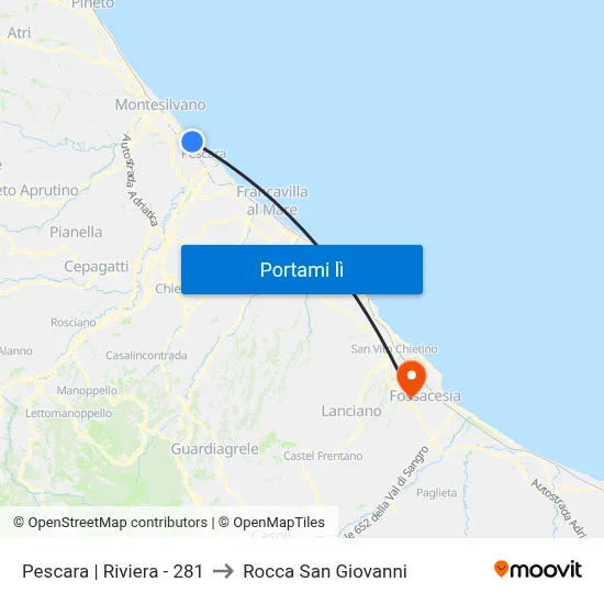 Pescara | Riviera - 281 to Rocca San Giovanni map