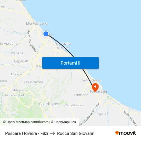 Pescara | Riviera - Filzi to Rocca San Giovanni map