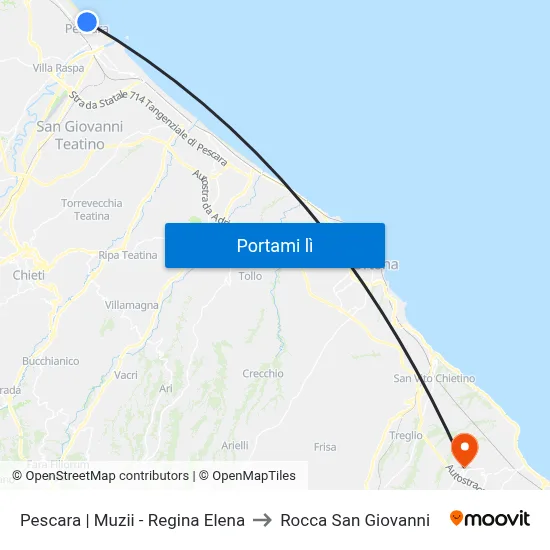 Pescara | Muzii - Regina Elena to Rocca San Giovanni map