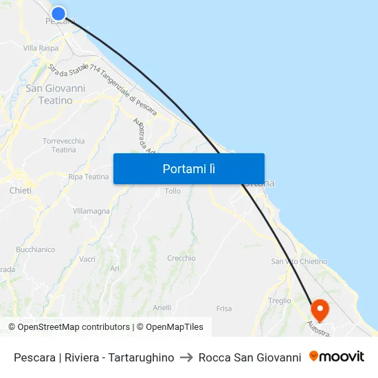 Pescara | Riviera - Tartarughino to Rocca San Giovanni map