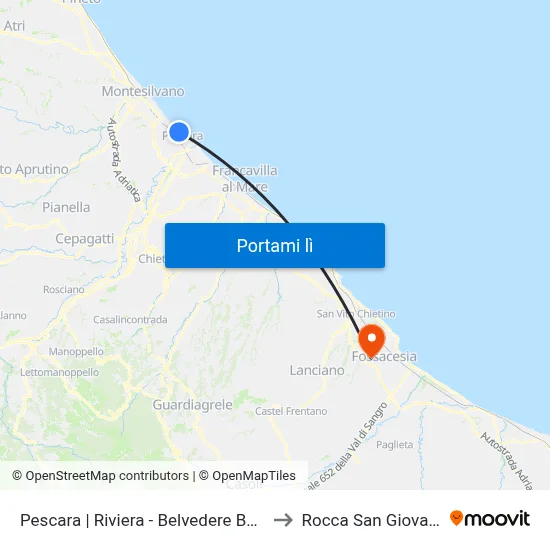Pescara | Riviera - Belvedere Beach to Rocca San Giovanni map