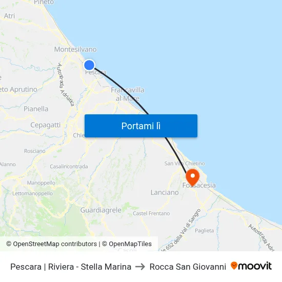 Pescara | Riviera - Stella Marina to Rocca San Giovanni map
