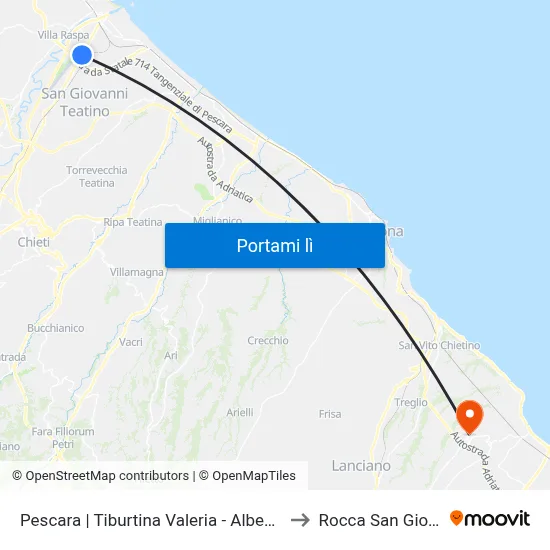 Pescara | Tiburtina Valeria - Albegna Ovest to Rocca San Giovanni map