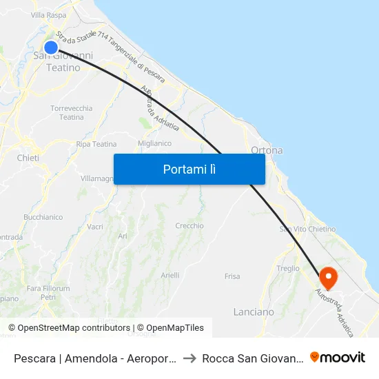 Pescara | Amendola - Aeroporto to Rocca San Giovanni map