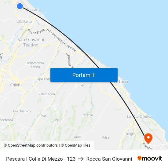 Pescara | Colle Di Mezzo - 123 to Rocca San Giovanni map