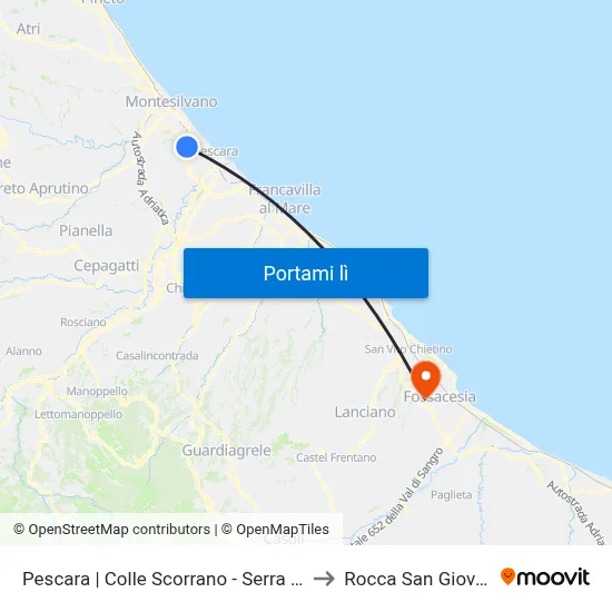 Pescara | Colle Scorrano - Serra Lunga to Rocca San Giovanni map