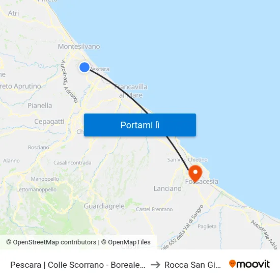Pescara | Colle Scorrano - Boreale Mazzocco to Rocca San Giovanni map