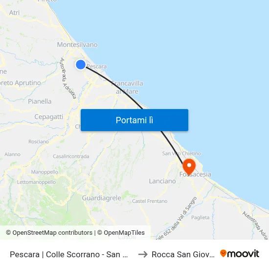 Pescara | Colle Scorrano - San Michele to Rocca San Giovanni map