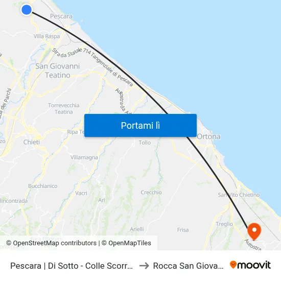 Pescara | Di Sotto - Colle Scorrano to Rocca San Giovanni map