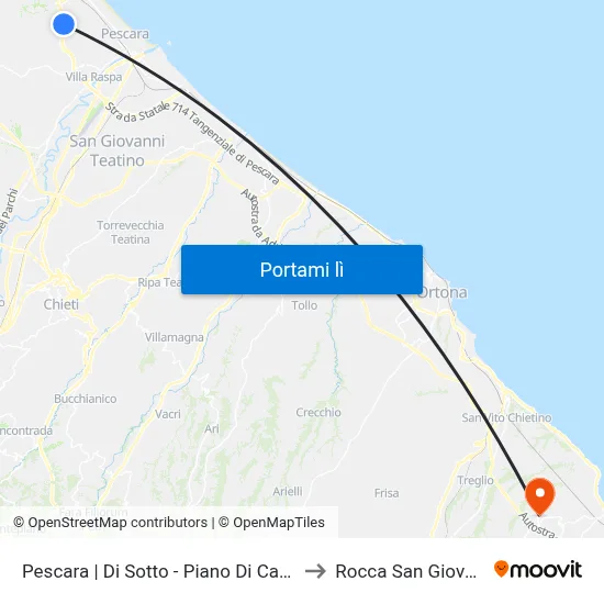 Pescara | Di Sotto - Piano Di Cascina to Rocca San Giovanni map