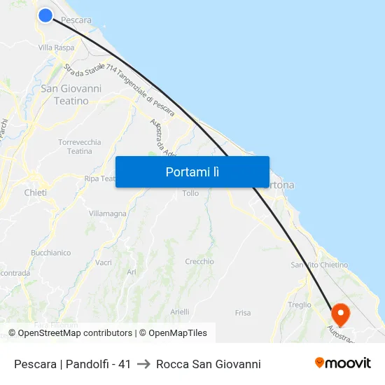 Pescara | Pandolfi - 41 to Rocca San Giovanni map