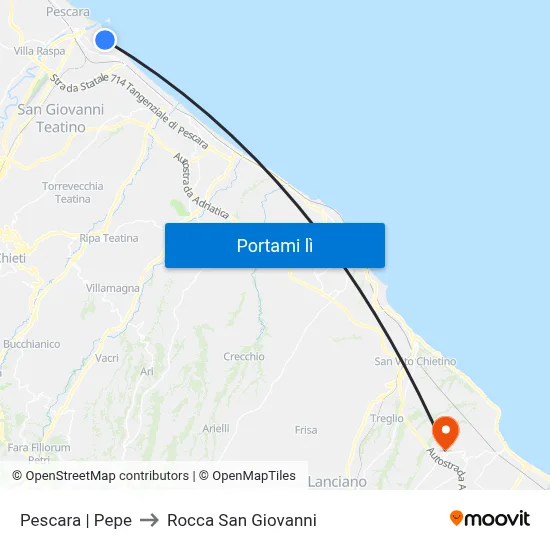 Pescara | Pepe to Rocca San Giovanni map