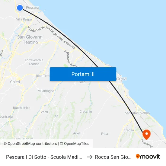 Pescara | Di Sotto - Scuola Media Virgilio to Rocca San Giovanni map