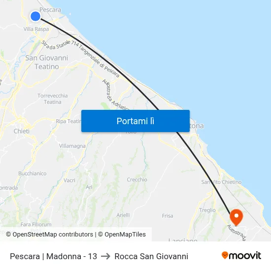 Pescara | Madonna - 13 to Rocca San Giovanni map