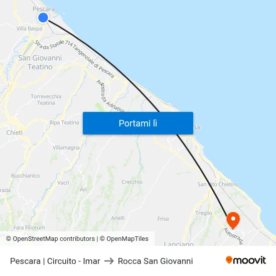 Pescara | Circuito - Imar to Rocca San Giovanni map