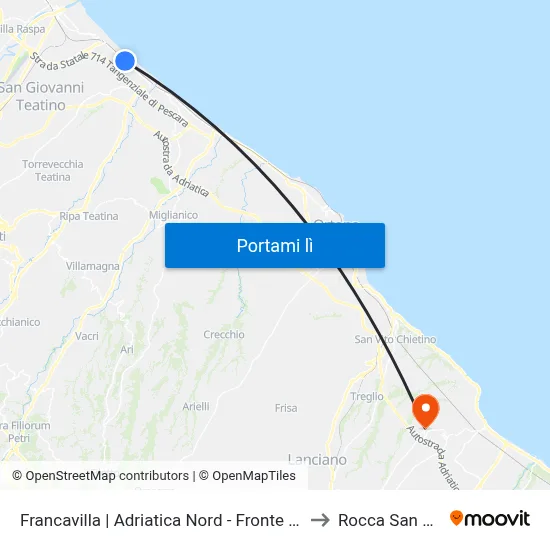 Francavilla | Adriatica Nord - Fronte Polo Commerciale to Rocca San Giovanni map