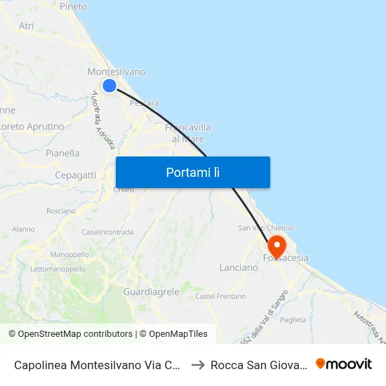 Capolinea Montesilvano Via Costa to Rocca San Giovanni map