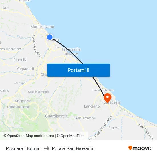 Pescara | Bernini to Rocca San Giovanni map
