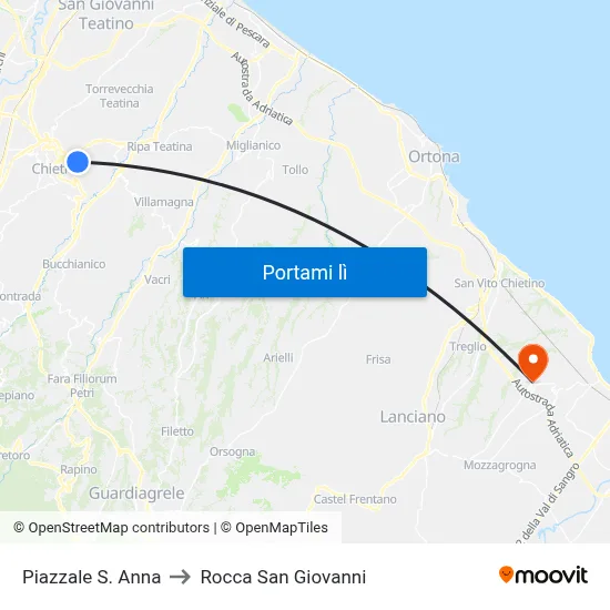 Piazzale S. Anna to Rocca San Giovanni map