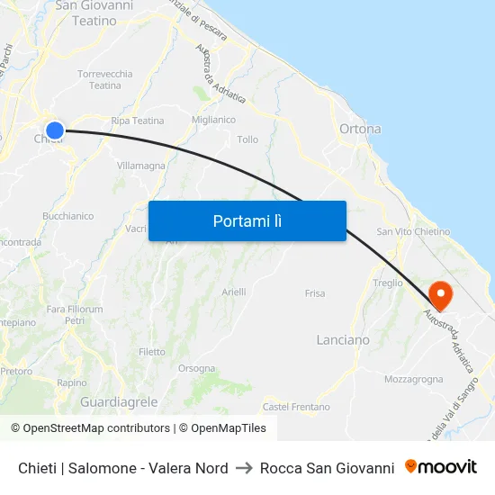 Chieti | Salomone - Valera Nord to Rocca San Giovanni map