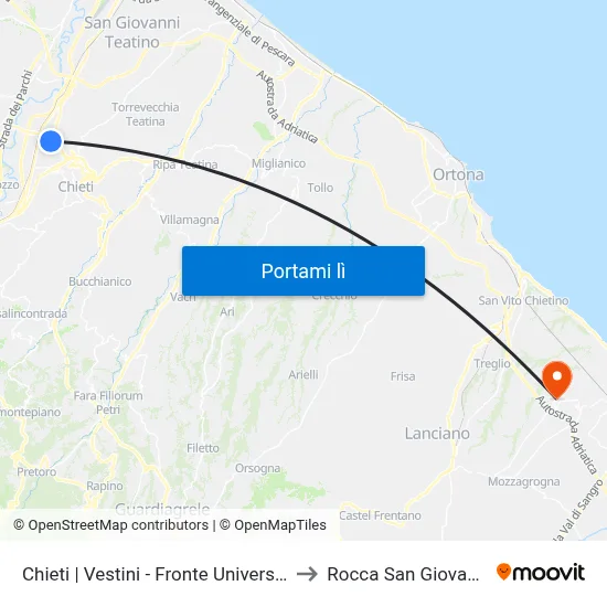 Chieti | Vestini - Fronte Università to Rocca San Giovanni map