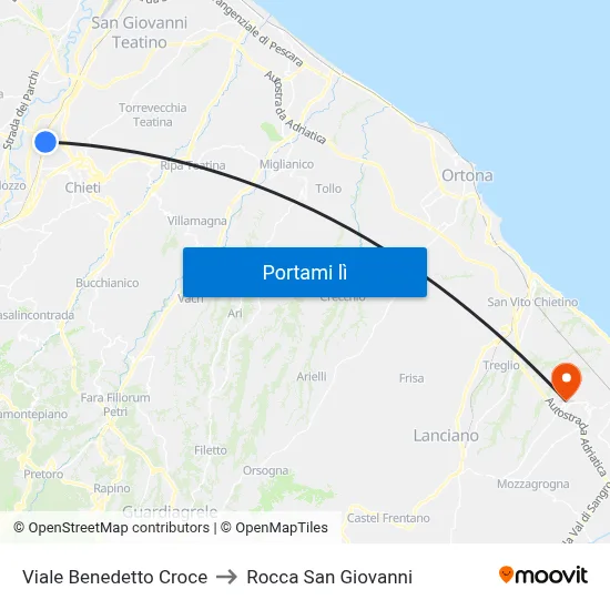 Viale Benedetto Croce to Rocca San Giovanni map